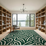 Green Koru Swirl Tribal Area Rug