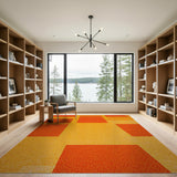 Bold Orange Yellow Block Geometric Rug