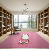 Cute Cartoon Cat Pink Shag Area Rug