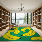 Multi-color and Patterns Vibrant Yellow Banana Pattern Green Area Rug