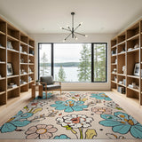 Whimsical Multi-Color Floral Area Rug