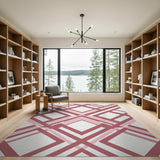 Geometric Modern Pink Geometric Lattice Area Rug