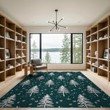 Snowy Pine Woodland Area Rug