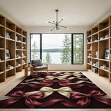 Elegant Red Ivory Satin Bow Area Rug