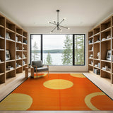 Vibrant Orange Yellow Circle Abstract Rug