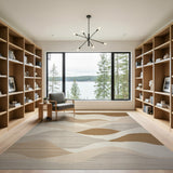 Abstract Wavy Dune Beige Area Rug