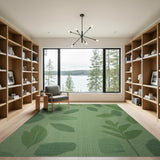 Green Leaf Scatter Area Rug