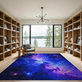 ODIKA Washable Galaxy Nebula Area Rug - Cosmic Space Blue Purple Low Pile Non-Slip Carpet
