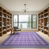 Purple Purple Plaid Geometric Area Rug