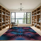 Blue and Teal Blue Teal Starburst Geometric Area Rug