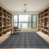 Black White Geometric Grid Area Rug