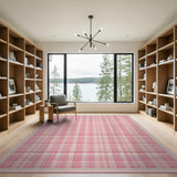 Gingham Geometric Modern Pink Gingham Checkered Area Rug