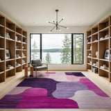 Vibrant Pink Purple Abstract Geometric Area Rug