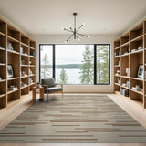Modern Brown Stripe Beige Area Rug