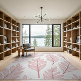 Blush Pink Leaves Area Rug
