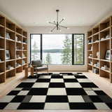 Black and White Distressed Black White Checkerboard Area Rug