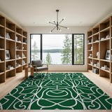 Emerald Green Geometric Floral Area Rug