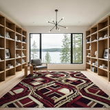 Elegant Red Ornate Geometric Area Rug