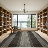 Southwestern Brown Tan Vertical Stripe Woven Rug