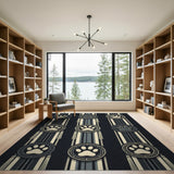 Striped Paw Print Medallion Rug