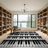 Geometric Modern Black and White Piano Keys Black White Geometric Area Rug