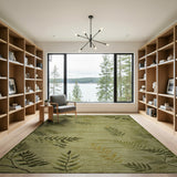 Green Sage Green Fern Leaf Area Rug