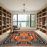 Orange Bold Orange Black Geometric Southwestern Rug