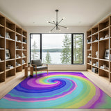 Rainbow Vortex Multi-Color Spiral Area Rug