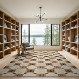 Tan Bowtie Grid Geometric Area Rug