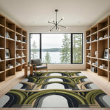 Green Stacked Arches Geometric Area Rug