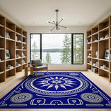 Navy Blue Geometric Starburst Area Rug