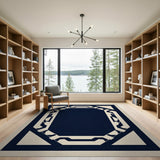 Navy Geometric Octagonal Frame Rug