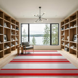 Red Bold Red White Striped Area Rug