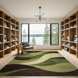 Green Abstract Area Abstract Green Wave Area Rug