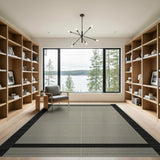Beige Woven Area Rug with Bold Black Border