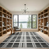 Geometric Modern Black and White Bold Black White Plaid Geometric Area Rug