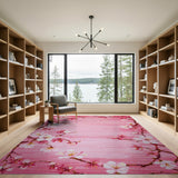 Floral Vintage Pink Cherry Blossom Floral Area Rug