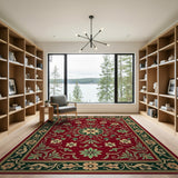 Crimson Floral Medallion Persian Area Rug