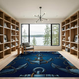 Blue Anchor Nautical Rope Rug
