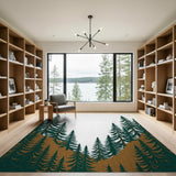 Evergreen Forest Silhouette Area Rug