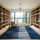 Navy Blue Grey Vertical Striped Area Rug