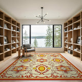 Ornate Red Border Persian Area Rug
