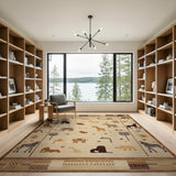Brown Tan Savanna Safari Animals Rug