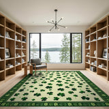 ODIKA Washable Shamrock Green Area Rug - Low Pile Non-Slip St. Patrick's Day Decor