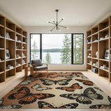 Orange Orange Butterfly Pattern Area Rug