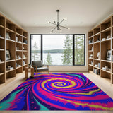 Hypnotic Cosmic Spiral Area Rug