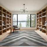 Modern Grey Chevron Geometric Area Rug