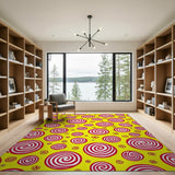 Playful Yellow Swirl Area Rug