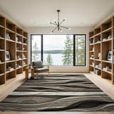 Abstract Grey Marble Wave Area Rug
