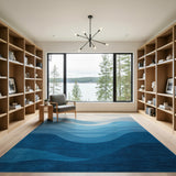 Coastal Beach Serene Blue Waves Coastal Area Rug
